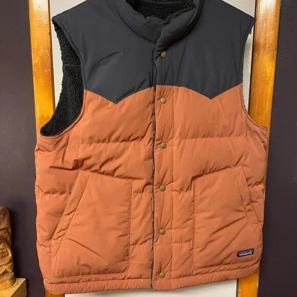Patagonia Reversible Blue and Orange Outdoor Fleece Vest - Picture 3 of 4